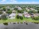 Lakeside aerial view of homes, swimming pools, green lawns, and mature landscaping on a sunny day at 9246 Dayflower Dr, Tampa, FL 33647