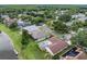 Aerial view of homes with manicured lawns and mature trees in a lakeside residential community at 9246 Dayflower Dr, Tampa, FL 33647