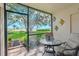 Screened patio features seating area with view of waterfront and tropical foliage at 6218 Palma Del Mar S Blvd # 103, St Petersburg, FL 33715