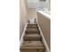 Staircase with wood-look treads and white risers, leading to the upper level of the home at 4239 Brentwood Park Cir, Tampa, FL 33624