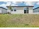 View of the backyard with a gentle slope and modern home exterior at 3539 Moscato Dr, Brooksville, FL 34602