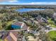 Picturesque aerial shot featuring cozy homes, lush greenery, and a serene lake, perfect for peaceful living at 5009 Clover Mist Dr, Apollo Beach, FL 33572