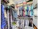 Organized walk-in closet with clothes on hangers, shelves, and storage boxes for maximum storage solutions at 5009 Clover Mist Dr, Apollo Beach, FL 33572