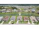 An aerial view of a beautiful planned community surrounding a tranquil lake and lush green spaces at 9201 Sanders Tree Loop, Wesley Chapel, FL 33545