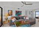 Inviting living room with a plush gray sectional, colorful artwork, and a view to the entryway at 9860 62Nd N Ter # 1047, St Petersburg, FL 33708