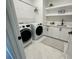 The laundry room features a new washer and dryer, modern fixtures, and storage space at 1409 S Moody Ave # 1, Tampa, FL 33629