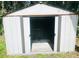 This backyard shed has sliding doors and space for storing tools or outdoor gear at 2731 Union S St, St Petersburg, FL 33712