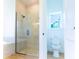 Bright bathroom with glass shower, toilet, and window at 14073 Naylor Ave, Port Charlotte, FL 33981