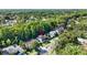 Aerial view showcases this home nestled among mature trees in a serene residential neighborhood at 4404 Grainary Ave, Tampa, FL 33624
