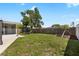 Fenced backyard featuring a screened-in porch and mature trees, providing privacy at 3410 Allandale Dr, Holiday, FL 34691