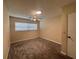 This bedroom includes a ceiling fan, window, and neutral carpeting at 5627 Oakland Dr, Tampa, FL 33617
