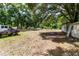 Vast backyard with shade trees, an old race car, and a white van, offering lots of outdoor space at 26627 Brahma Dr, Wesley Chapel, FL 33544