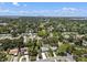 Sprawling aerial shot featuring a lush neighborhood with vibrant greenery and a clear view of the distant cityscape skyline at 707 63Rd S Ave, St Petersburg, FL 33705