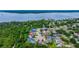 Aerial view highlighting home's location near the water at 205 Bengal Cir, Oldsmar, FL 34677