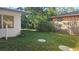 Backyard view showing a grassy area and wooden fence at 1432 S Keene Rd, Clearwater, FL 33756