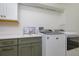 Well-equipped laundry room with cabinets, countertop and a farmhouse sink at 13744 Carryback Dr, Dade City, FL 33525