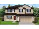 Two-story house with tan siding, dark brown roof, and a two-car garage at 4495 Sutherland St # Lot 9, Spring Hill, FL 34609