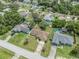 An aerial view of a quaint residential neighborhood with well-maintained homes and tree-lined streets at 5078 Kenmore St, Spring Hill, FL 34608