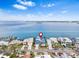 Stunning aerial view showcases the waterfront neighborhood and serene location of this beautiful home at 849 Harbor Is, Clearwater Beach, FL 33767