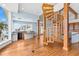 Living area with wooden floors, spiral staircase, and an ocean view at 849 Harbor Is, Clearwater Beach, FL 33767