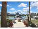 Backyard with a fire pit, seating area, and stunning canal views at 4446 Bahama Dr, Hernando Beach, FL 34607