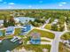 Scenic aerial view showcasing waterfront homes, lush landscaping, and tranquil canals at 6771 Seaview Blvd, Hudson, FL 34667