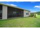 Cozy screened-in porch with comfortable seating, perfect for relaxing and enjoying the backyard views at 17663 Turning Leaf Cir, Land O Lakes, FL 34638