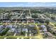 Wide aerial view showing the location of single Gathering home in residential area surrounded by trees and other homes at 4196 Hoffman Ave, Spring Hill, FL 34606