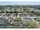 Aerial view of a neighborhood featuring single-Gathering homes, lush landscaping, and residential streets at 4196 Hoffman Ave, Spring Hill, FL 34606