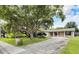 Charming single-story home featuring a well-manicured lawn, mature trees, and a long driveway at 2140 N Bay Hills Blvd, Safety Harbor, FL 34695