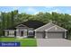 Charming one-story home featuring gray stucco, a three-car garage, and a manicured lawn surrounded by lush, mature trees at 10416 Calico Warbler Ave, Weeki Wachee, FL 34613