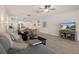 Bright living room with tile flooring, comfortable seating, and an open view to the kitchen at 12905 Satin Lily Dr, Riverview, FL 33579