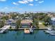 Scenic view from canal showcasing the screened pool, boat dock, and lush backyard at 852 3Rd Ave S, Tierra Verde, FL 33715