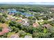 Stunning aerial view of a lakeside community with lush green trees and beautiful homes in a serene setting at 4318 River Birch Dr, Spring Hill, FL 34607