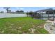 Spacious backyard with a pool, vinyl fence, and room for outdoor activities or gardening at 5188 Elwood Rd, Spring Hill, FL 34608