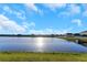 View of the pond behind the home on a sunny day at 1739 Broad Winged Hawk Dr, Ruskin, FL 33570