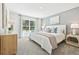 Serene bedroom with a plush bed, neutral tones, and a view of the backyard at 3424 Montano Ave, Spring Hill, FL 34608