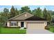 Charming single-story home featuring a two-car garage, craftsman shutters, and lush landscaping in front at 4894 Sutherland St # Lot 65, Spring Hill, FL 34609