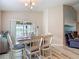 Bright dining area featuring a rustic table, decorative accents, and natural light from sliding glass doors at 6812 Gideon Cir, Zephyrhills, FL 33541