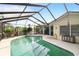 Sparkling pool with screened enclosure and outdoor seating area is ideal for relaxing and entertaining at 5728 Colonial Dr, New Port Richey, FL 34653