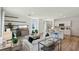 Open-concept living room with modern furnishings, hardwood floors, and a kitchen island for entertaining at 10492 Tucker Rd, Weeki Wachee, FL 34613