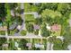 Aerial view of a neighborhood with mature trees and green lawns at 39 Sunset Dr, Brooksville, FL 34601