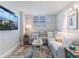 Cozy living room with light grey sectional sofa and ocean views at 15316 Gulf Blvd # 301, Madeira Beach, FL 33708