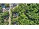 Aerial view of house with pool near wooded area and street at 8608 Poinsettia Dr, Temple Terrace, FL 33637