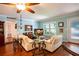 Spacious living area with hardwood floors and two sofas at 1479 S Evergreen Ave, Clearwater, FL 33756