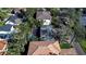 An aerial view of a house with a pool and a surrounding landscape in a residential area at 4911 W Juno St, Tampa, FL 33629