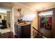 Upstairs landing with built-in storage and modern art at 4911 W Juno St, Tampa, FL 33629