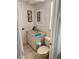Bathroom with shiplap and updated vanity at 341 Outrigger Pl, North Port, FL 34287