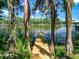 Picturesque view of a newly constructed wooden dock extending into the tranquil lake at 6317 Discovery Ln, Land O Lakes, FL 34638