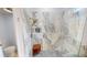 Luxurious bathroom with a beautifully tiled shower, bench and rainfall showerhead at 4506 Gentrice Dr, Valrico, FL 33596